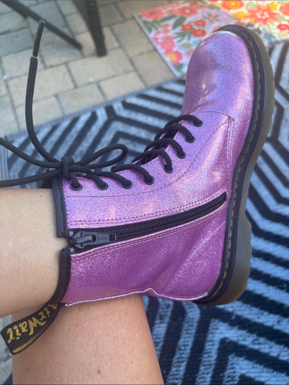 Doc Martens 1460 Pink Junior Glitter Boots 7